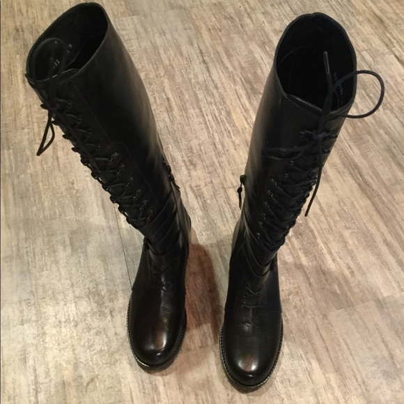 New Stuart Weitzman Police Lady Leather Lace Boot - Picture 5 of 8